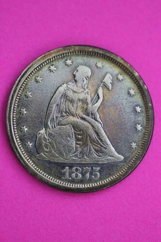 1875年 S 20セント銀貨 本物保証 希少キー日付 0585N