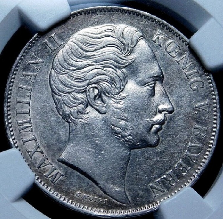 ドイツ 1862年 ドイツ バイエルン 1グルデン NGC AU53 59-749