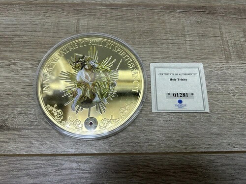 アメリカンミント ホーリートリニティ ジャンボ 100mm 24K ゴールド プルーフ メダル コイン COA 付き 01281