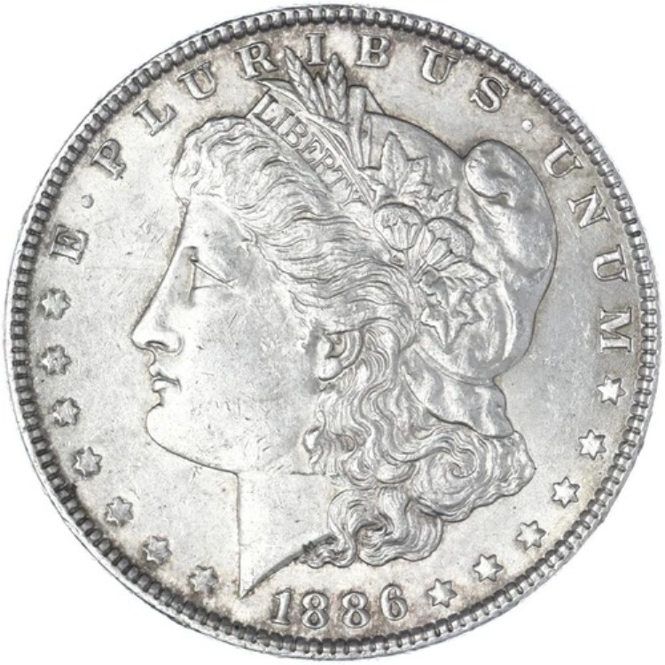 1886年 (P) モルガン銀貨 約未使用 AU 写真参照 L048