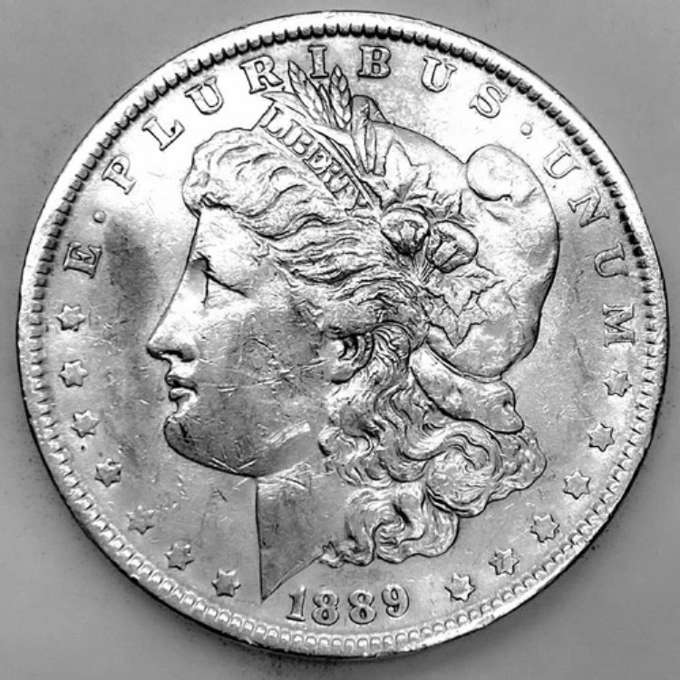 1889年 AU 未流通 モルガン シルバー ドル 90% シルバー 1ドル US コイン - 美品! J53