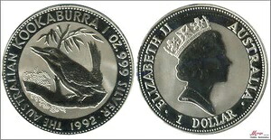 オーストラリア 1年 1992年 / コカブラ / 1オンス 銀貨 カプセル入り FDC / MS