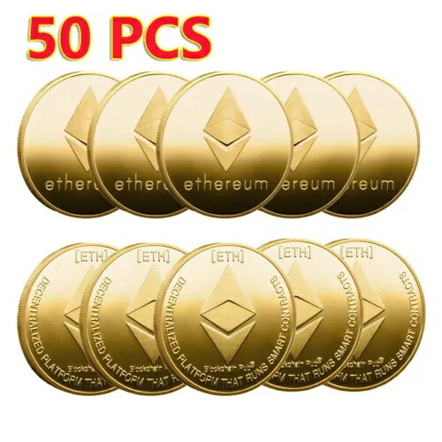 50個記念コイン イーサリアムコイン 暗号通貨 ETH ノベルティ 金メッキメダル