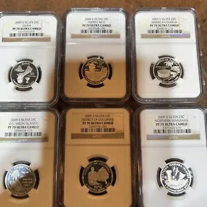 2009 S プルーフ シルバー 6枚 テリトリーズ & DC クォーターセット NGC PF70 ウルトラカメオ 25セント