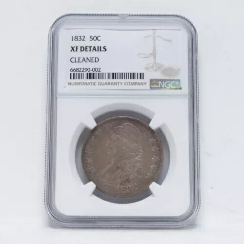 1832年製 キャップドバスト シルバーハーフドル NGC XF 詳細クリーニング済み (slx4953)