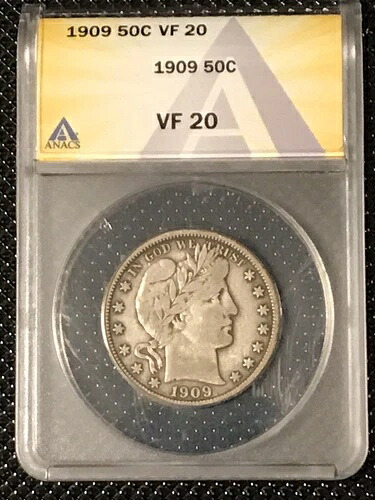 1909年製 バーバーハーフダラー ANACS VF20 非常に美しい外観