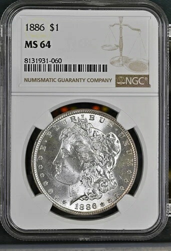 1886年 P モルガン銀貨 NGC MS-64