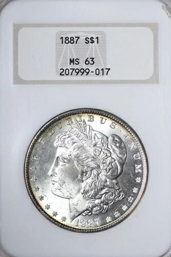 BU 1887 モルガン銀貨 NGC MS63 ビッグファットファッティホルダー JIBA