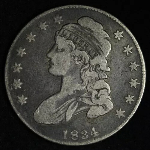 1834年製 キャップドバスト シルバーハーフダラー VF+ E294 TABM