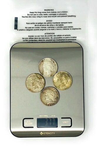 3.77オンス 90%銀 4枚セット 米国銀平和ドル硬貨 各種日付 - ロット3