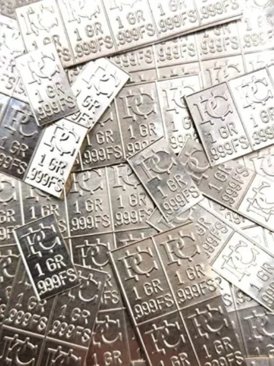 25枚のミント1グラムバー（スナップ式）.999シルバー、1グラム純銀.999切手