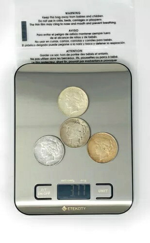 3.77オンス 90%銀 4枚入り 米国銀平和ドル硬貨 各種日付 - ロット11