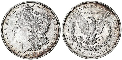 米国 1 ドル 1888 モルガン ドルほぼ Bu 125098