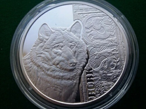 ウクライナ、5 UAH ウルフ、銀貨 2016年画像
