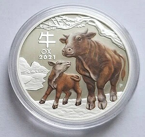 1オンス ルナ3 III オックス オーストラリア 2021 カラープルーフ プルーフ（箱とCOA付き）6000枚