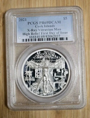 2021年 クック諸島 1オンス ウィトルウィウス的人体像 X線高輝度シルバー プルーフ PCGS PR69DCAM FDOI 111,100円