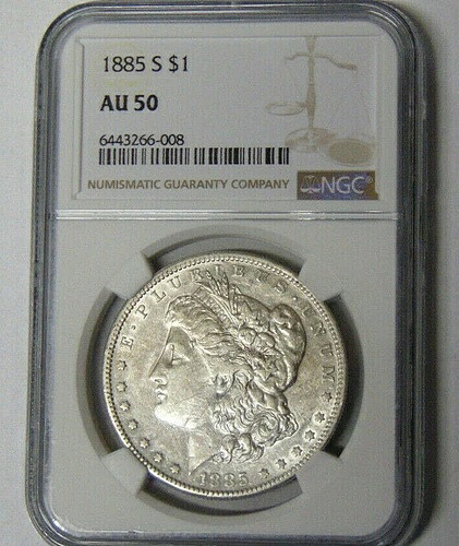 NGC AU50 1885-S モルガン銀貨 サンフランシスコ造幣局 #6443266-008