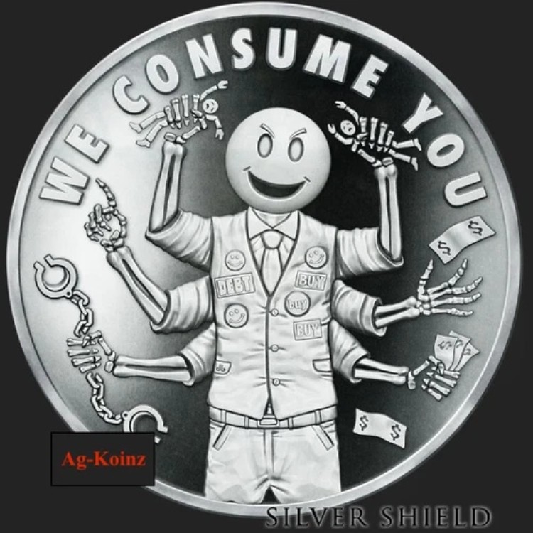 1オンス 2020 We Consume You V2 プルーフ ピラミッド・オブ・パワー #5 POP シルバーシールド マルマート
