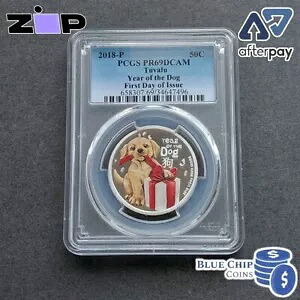 2018年 50セント ベビードッグ カラー PCGS PR69DCAM 鑑定済み 1/2オンス シルバー プルーフ コイン スラブ｜WORLD RESOURCE【KING店】
