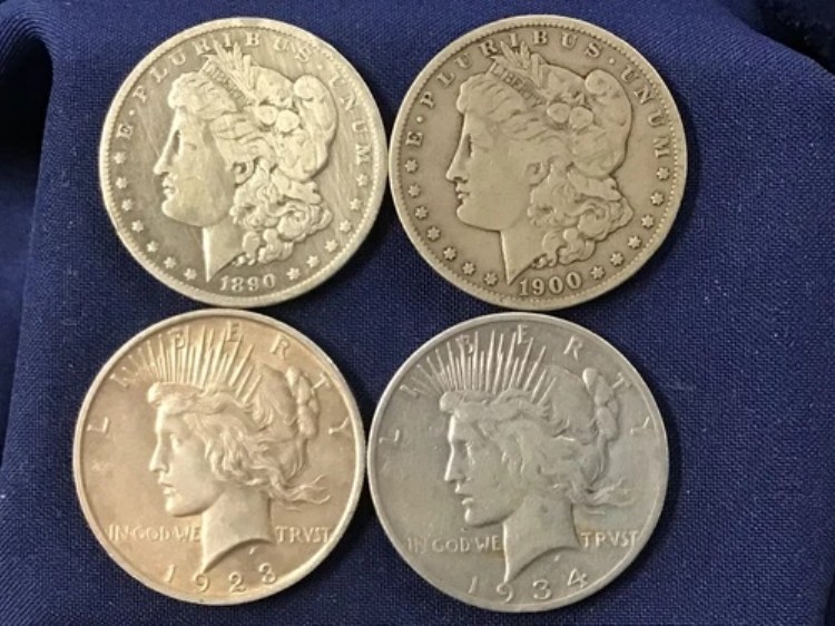 1890-1934年 モーガン&ピース シルバーダラー 4種類のコインセット B0915|WORLD RESOURCE【KING店】
