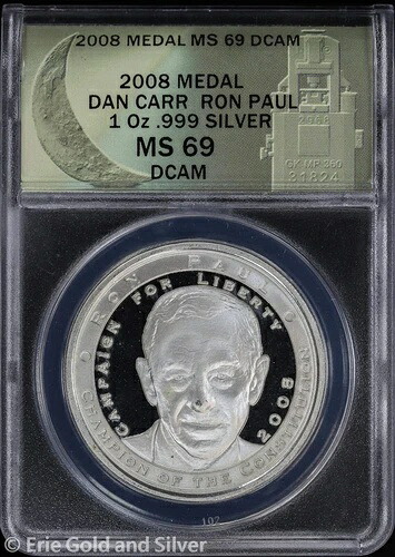 2008 ダン カー 1 オンス シルバー ロン ポール メダル ANACS MS 69 DCAM|WORLD RESOURCE【KING店】