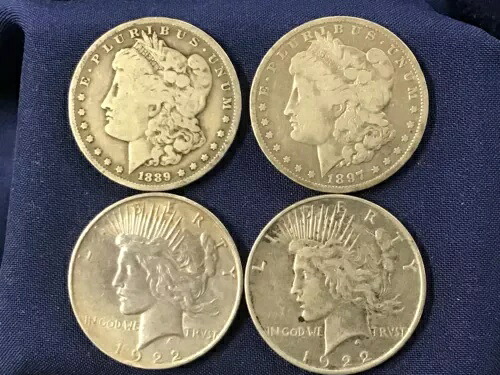 1889-1922年 モーガン&ピース シルバーダラー 4種類のコインセット B0918|WORLD RESOURCE【KING店】