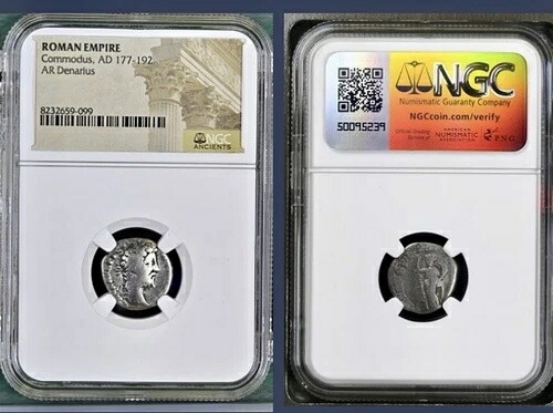 コモドゥス皇帝の銀貨デナリウス NGC 本物古代ローマ貨幣 177-192AD|WORLD RESOURCE【KING店】