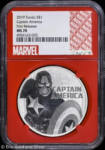 2019年 1ドル ツバル キャプテン・アメリカ 1オンス 銀貨 NGC MS 70 | 初版|WORLD RESOURCE【KING店】