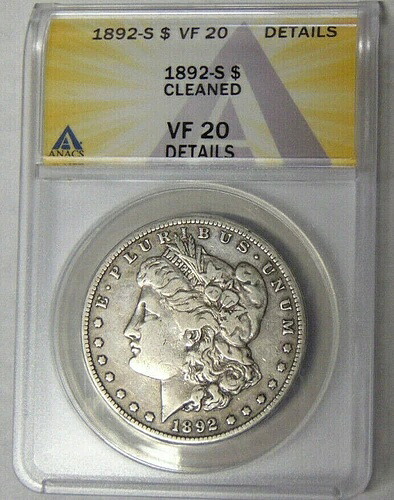 ANACS VF20 詳細 1892-S モルガン銀貨 キー サンフランシスコ造幣局｜WORLD RESOURCE【KING店】