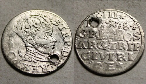 ポーランド リトアニア ステファン・バートリ 1584年 希少 本物 銀貨 3グロソ トロヤク｜WORLD RESOURCE【KING店】