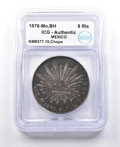 1876年製 Mo BH メキシコ 8レアル KM#377.10 チョップス 本物 ICG 美しいトーン *4995｜WORLD RESOURCE【KING店】