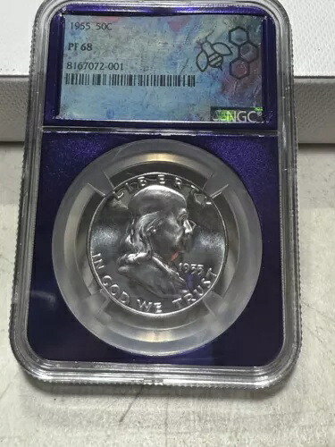 1955 年フランクリン ハーフ ドル PF68、NGC、Traderbea ラベル シリアル 001、非常に良好!|WORLD RESOURCE【KING店】