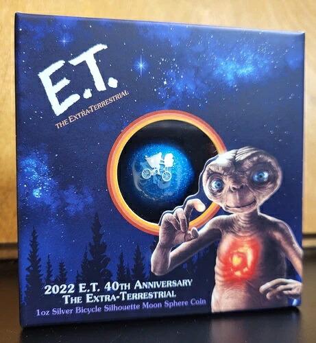 2022年 E.T. 40th ニウエ 球形、着色、アンティーク仕上げ 1オンス シルバー $2. OGP/COA|WORLD RESOURCE【KING店】