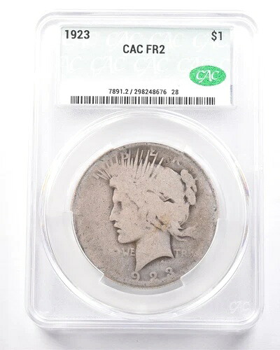 1923年 モルガン シルバーダラー FR2 CAC ローボール *7264|WORLD RESOURCE【KING店】