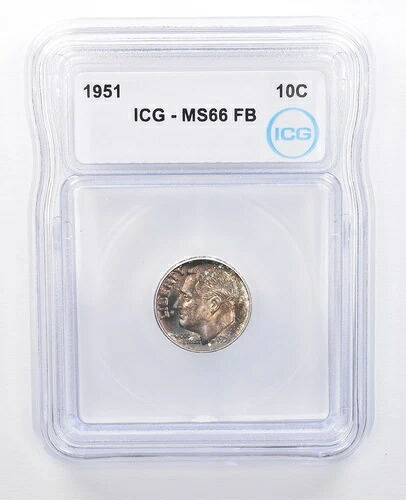 1951年 ルーズベルト ダイム MS66 FB ICG 美しいブルートーン *7614｜WORLD RESOURCE【KING店】
