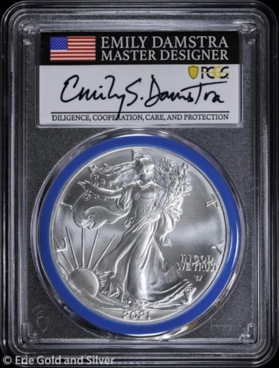 2021年 $1 タイプ2 アメリカンシルバーイーグル PCGS MS 70 | ダムストラサイン入り ファーストストライク|WORLD RESOURCE【KING店】