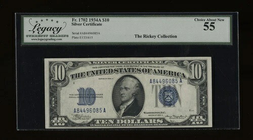 DBR 1934-A 10ドル シルバー Fr. 1702 レガシー 55 シリアル A84496085A|WORLD RESOURCE【KING店】