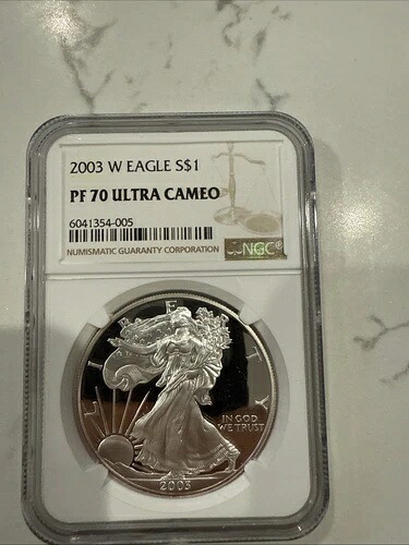 2003 W アメリカン シルバー イーグル NGC PF70 ウルトラ カメオ パーフェクト グレード - ミラー仕上げ!