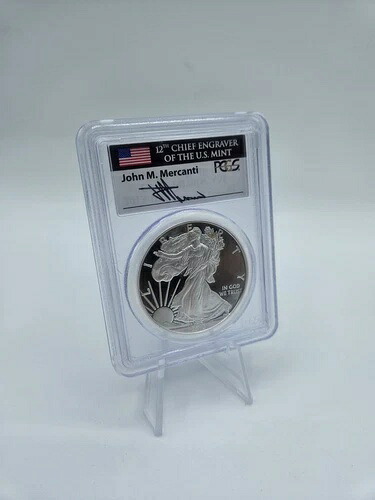 2013 W プルーフ シルバー イーグル PCGS PR70 DCAM ファーストストライク マーカンティ サイン入り 旗ラベル