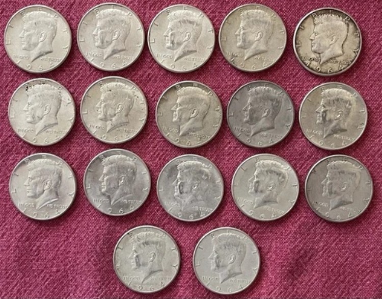 1964年ケネディハーフダラー(17)90%銀貨アメリカンP&Dコイン|WORLD RESOURCE【KING店】