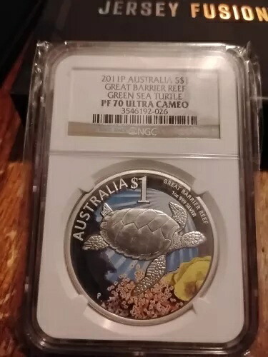 2011年 P $1 オーストラリア シルバー グレートバリアリーフ アオウミガメ NGC PF70 UC|WORLD RESOURCE【KING店】