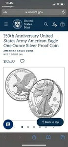 【予約販売】アメリカ陸軍250周年記念 アメリカンイーグル 1オンス シルバー
