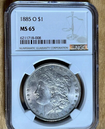 1885-O NGC MS65 トーン モルガン ダラー。90% シルバー コイン 裏面レインボー トーン!