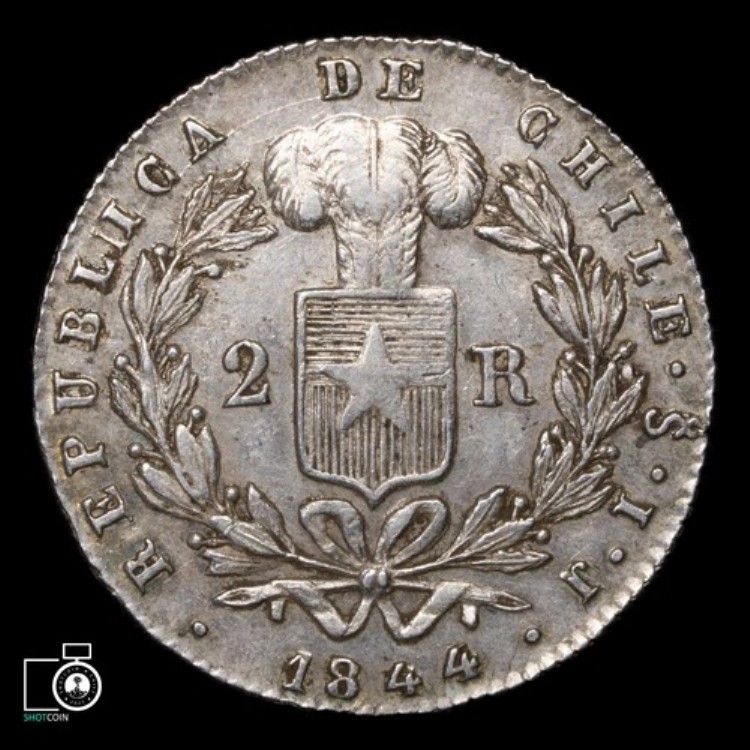 チリ、サンティアゴ造幣局、2 Reales 1844 IJ、銀貨｜WORLD RESOURCE【KING店】