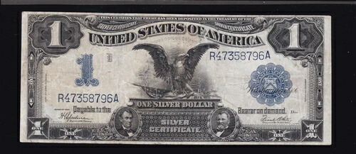 1899年米国1ドルブラックイーグル銀貨証明書 スピールマン/ホワイト FR 236 VF-XF (796)