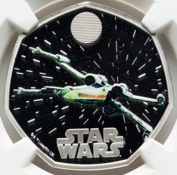 NGC PF70 2024 スター・ウォーズ X-ウイング・スターファイター、イギリス S50ペンス 英国銀貨|WORLD RESOURCE【KING店】