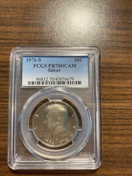 1976-S ケネディ銀貨ハーフドル 50セント PCGS プルーフ PR 70 ディープカメオ (DCAM) 希少|WORLD RESOURCE【KING店】