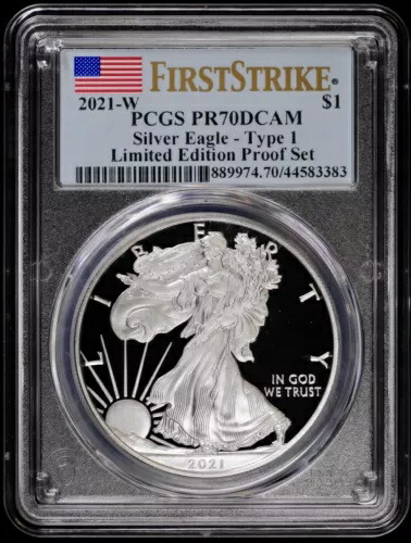 2021年 Wプルーフ アメリカンシルバーイーグル PCGS PR70 DCAM タイプI ASE ファーストストライク 限定版｜WORLD RESOURCE【KING店】
