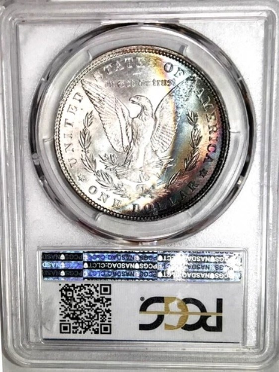 1887年 P トーン モルガン $ PCGS MS 63????美しい裏面レインボートーン????動画