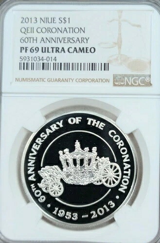2013年 ニウエ 銀貨 1ドル 戴冠式記念 NGC PF 69 ウルトラカメオ トップポップ 1｜WORLD RESOURCE【KING店】
